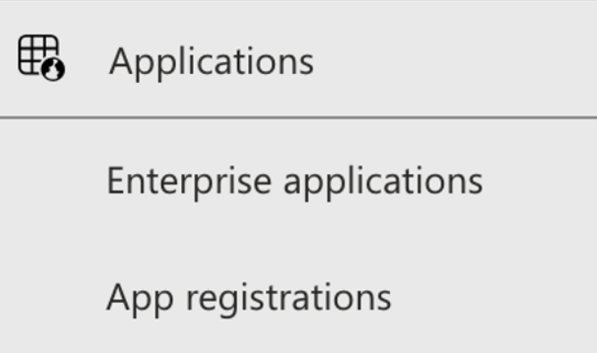 Menu di navigazione con la voce Enterprise applications