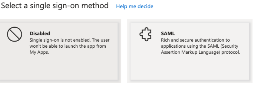 Selezione del metodo SSO SAML