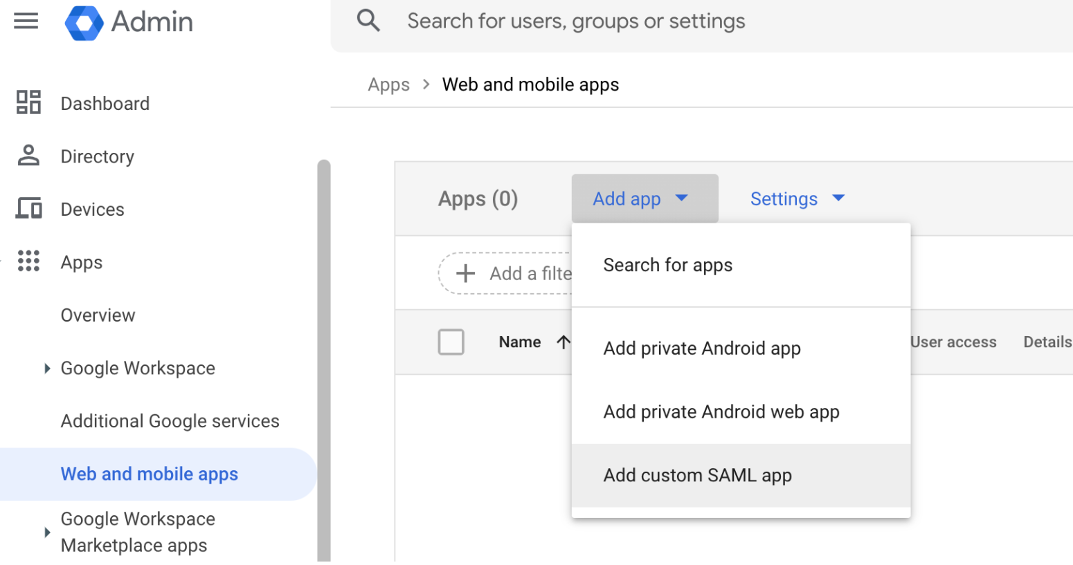 Ritorno al menu Apps