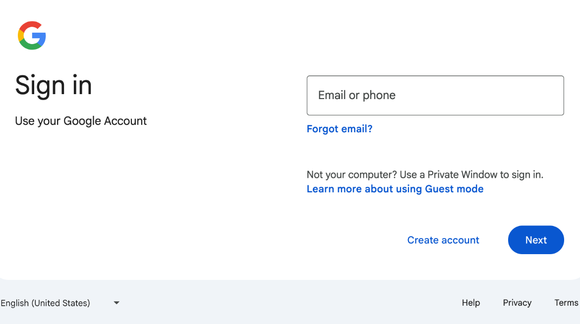 Pagina di accesso Google Workspace